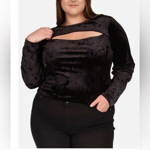 Michael Kors Velvet Black Cut Out Plus Size Top Size 3X NWT